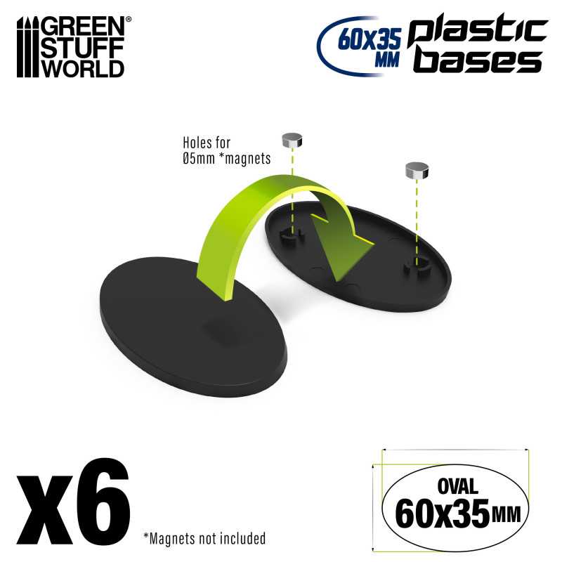 GSW 60x35mm oval black plastic bases
