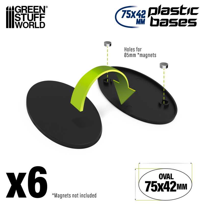 GSW 75x42mm oval black plastic bases