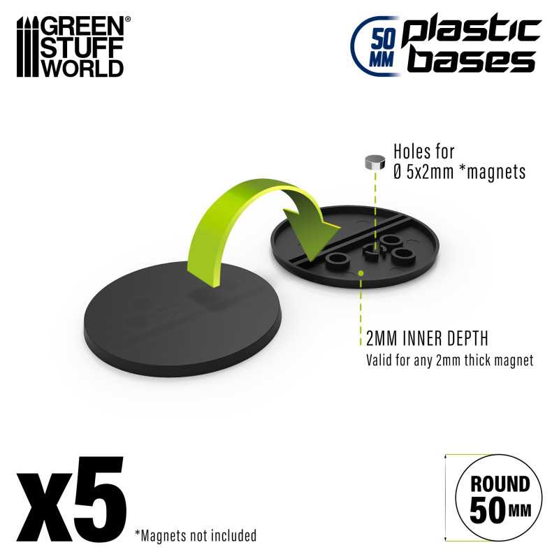 GSW 50mm round black plastic bases