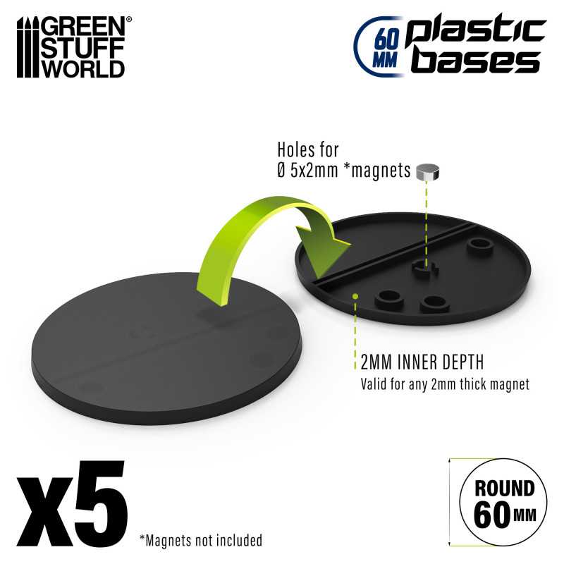 GSW 60mm round black plastic bases