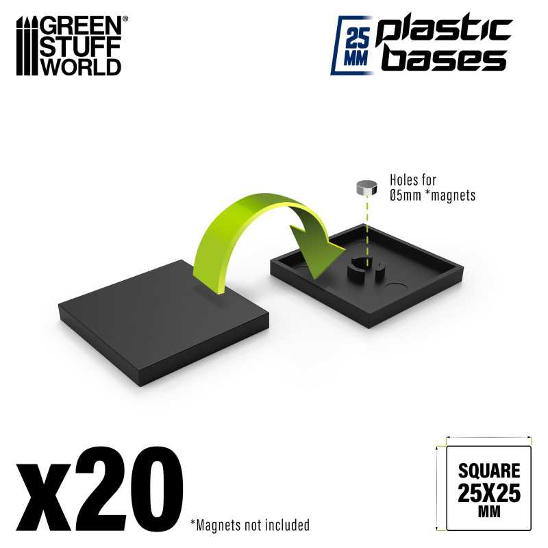 GSW 25mm square black plastic bases