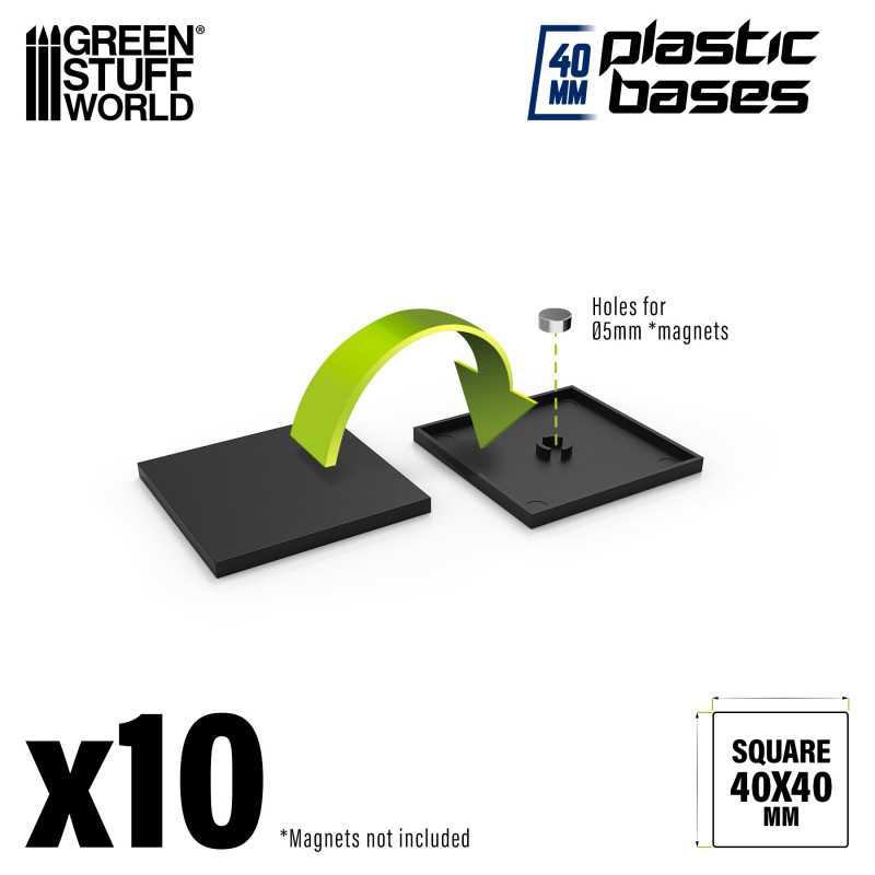 GSW 40mm square black plastic bases