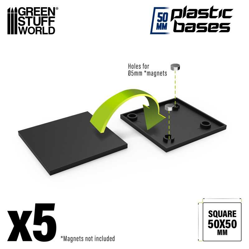 GSW 50mm square black plastic bases