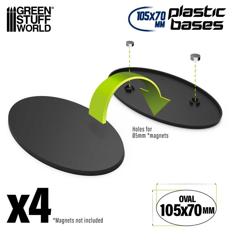 GSW 105x70mm oval black plastic bases